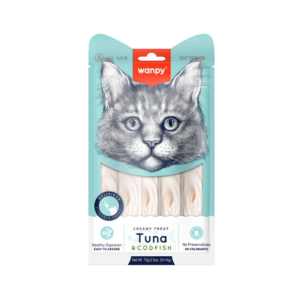 Wanpy - Creamy Lickable Treats Tuna & Codfish - Cat