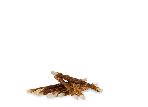 Wit gedraaide stick met eend 12.5cm 7/8mm - Per doos (15)
