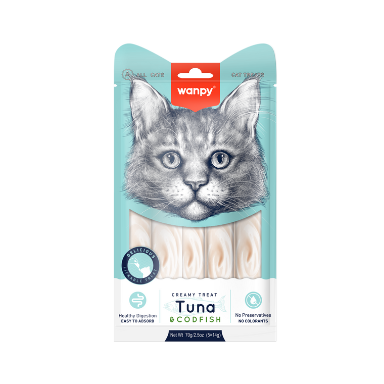 Wanpy - Creamy Lickable Treats Tuna & Codfish - Cat