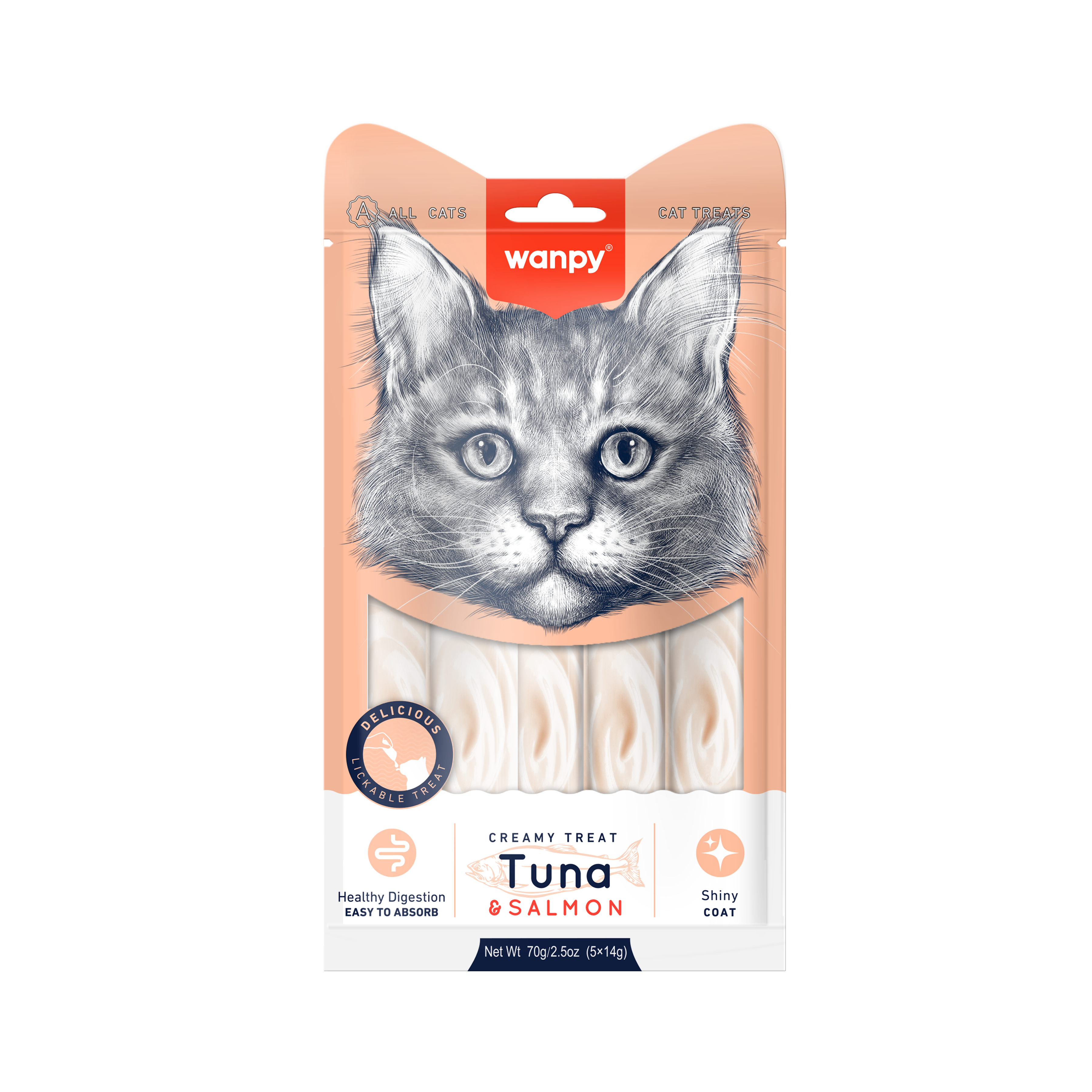 Wanpy - Creamy Lickable Treats Tuna & Salmon - Cat